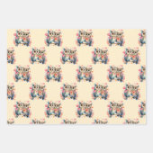 Valentijn schattige uilen stippen vierkant patroon inpakpapier vel (Voorkant)