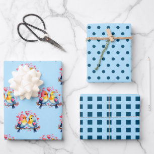 Valentijn schattige vogeltjes stippen vierkant pat inpakpapier vel