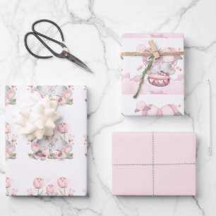 Valentijn Schattigee Baby Olifanten Inpakpapier Vel