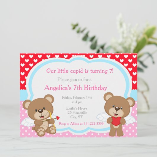 Valentijn Schattigee Cupido Beer Verjaardag Kaart (Staand voorkant)