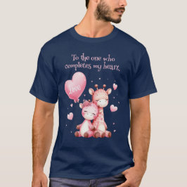 Valentijn Schattigee Giraffe Paar met Liefdesballo T-shirt