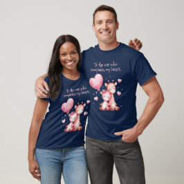 Valentijn Schattigee Giraffe Paar met Liefdesballo T-shirt