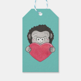 Valentijn Schattigee Gorilla Cartoon Hart Gift Lab Cadeaulabel