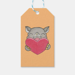Valentijn Schattigee Rhino Cartoon Hart Gift Label Cadeaulabel