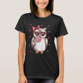 Valentijn Schattigee Uil Lover Licking Lollipop T-shirt (Voorkant)