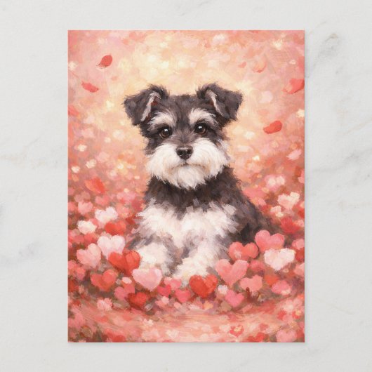 Valentijn Schnauzer met Harten Briefkaart (Voorkant)