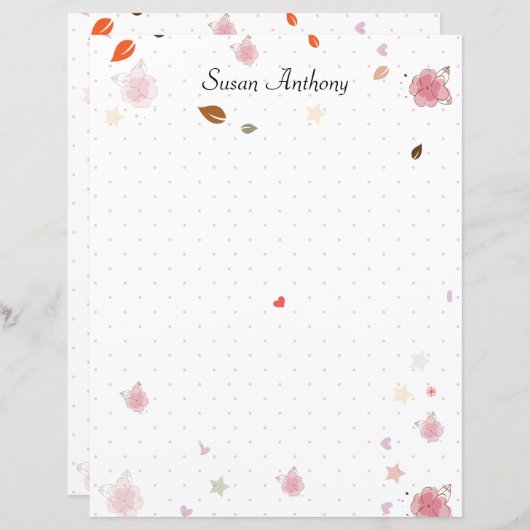 Valentijn Shabby Chic Polka Dot Briefpapier Paper (Voorkant / Achterkant)