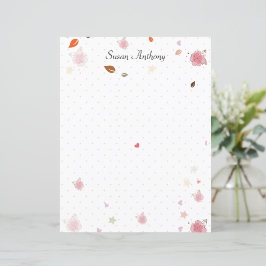 Valentijn Shabby Chic Polka Dot Briefpapier Paper (Staand voorkant)