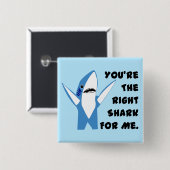 Valentijn Shark Dansend links Vierkante Button 5,1 Cm (Voorkant /achterkant)