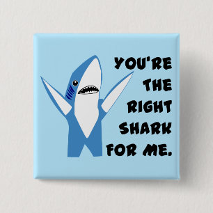 Valentijn Shark Dansend links Vierkante Button 5,1 Cm