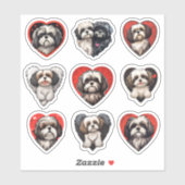 Valentijn Shih Tzu Hondenset van 9 stickers (Vel)