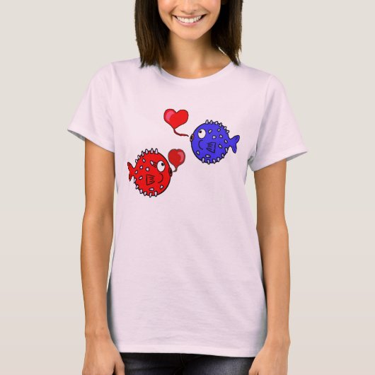 Valentijn Shirt met Cute Blowfish Friends (Voorkant)