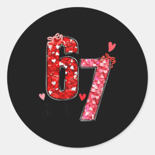 Valentijn Six Seven Grappig 67 Meme Gen Alpha Jarg Ronde Sticker