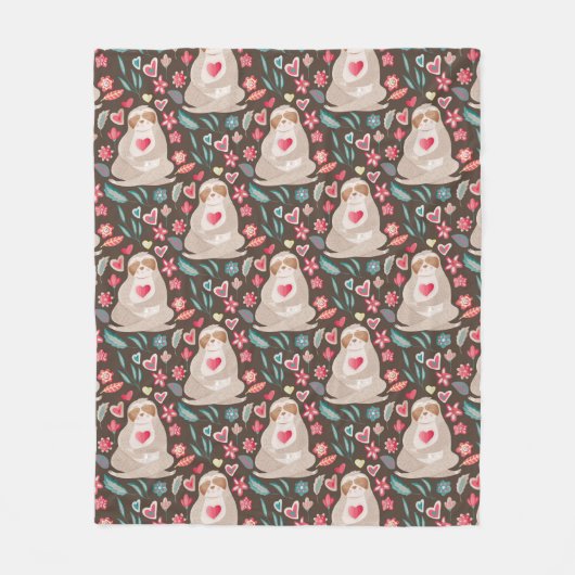Valentijn Sleufpatroon Fleece Deken (Voorkant)