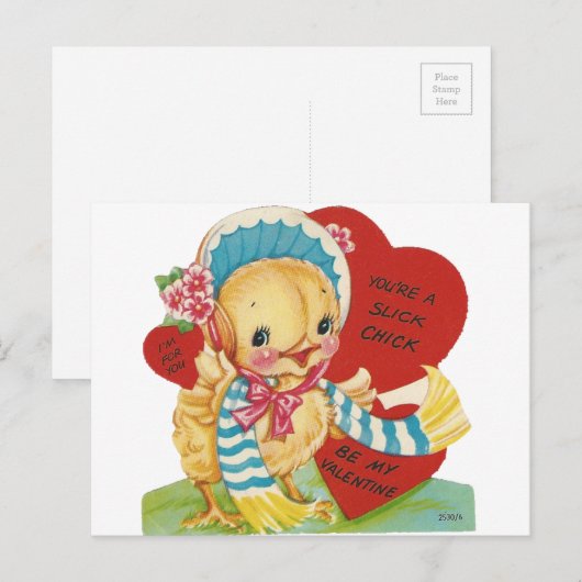 Valentijn "Slick Chick" Feestdagenkaart (Voorkant / Achterkant)