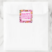 Valentijn Snoep Hartelijk gefeliciteerd Valentijns Vierkante Sticker (Tas)