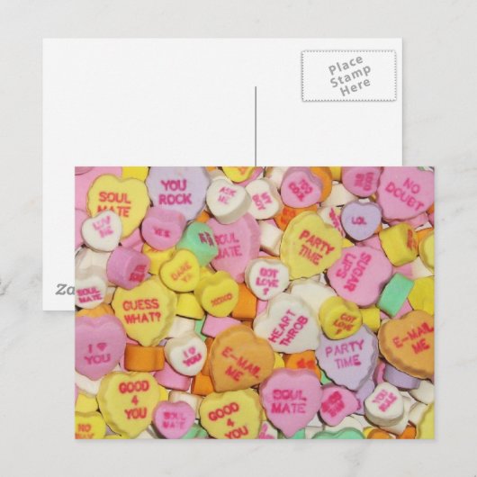 Valentijn Snoep Harten Feestdagenkaart (Voorkant / Achterkant)