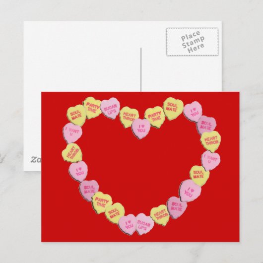 Valentijn Snoep Harten hart Feestdagenkaart (Voorkant / Achterkant)