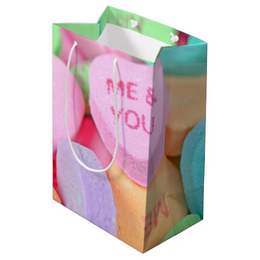 Valentijn Snoep Harten Medium Cadeauzakje (Achterkant Gekanteld)