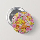 Valentijn Snoep Harten Ronde Button 5,7 Cm (Voorkant /achterkant)