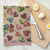 Valentijn Snoep Harten Theedoek (Quarter Fold)