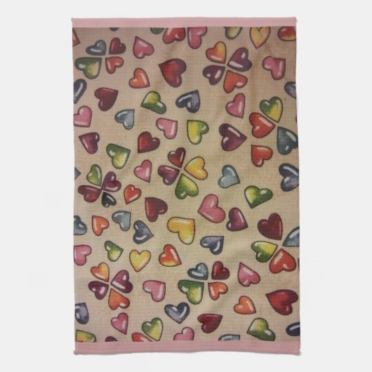 Valentijn Snoep Harten Theedoek (Verticaal)