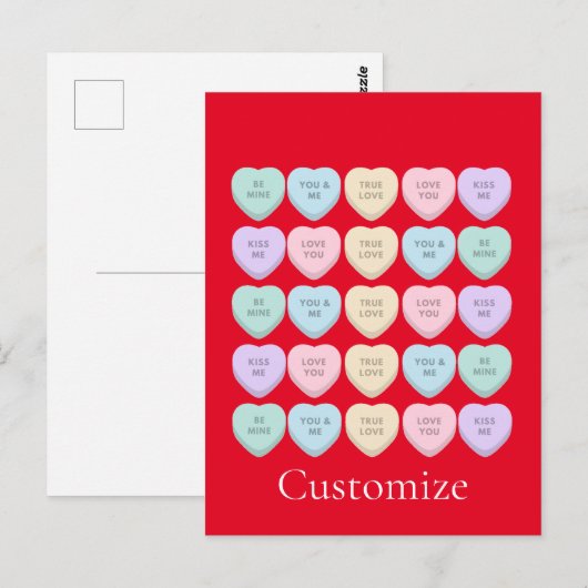 Valentijn Snoep Harten Thunder_Cove Briefkaart (Voorkant / Achterkant)