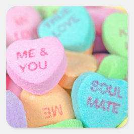 Valentijn Snoep Harten Vierkante Sticker