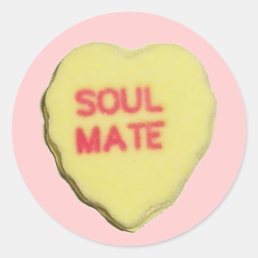 Valentijn Snoep Heart Ronde Sticker (Voorkant)
