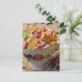 Valentijn Snoep in Teacup Feestdagenkaart (Staand voorkant)