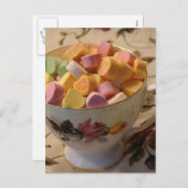 Valentijn Snoep in Teacup Feestdagenkaart (Voorkant / Achterkant)