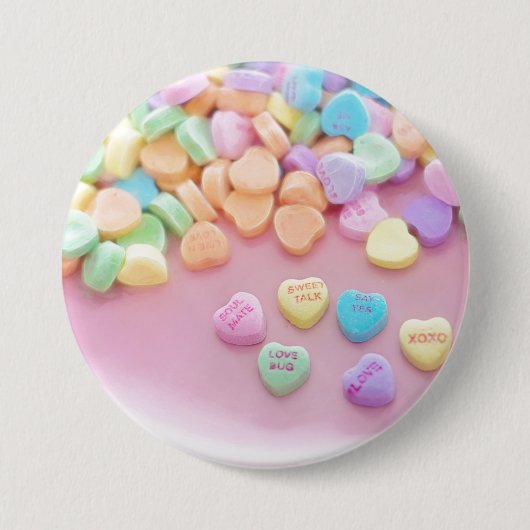 Valentijn Snoep Ronde Button 7,6 Cm (Voorkant)