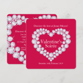 Valentijn Soirée Diamonds Hartfeest Uitnodiging (Voorkant / Achterkant)