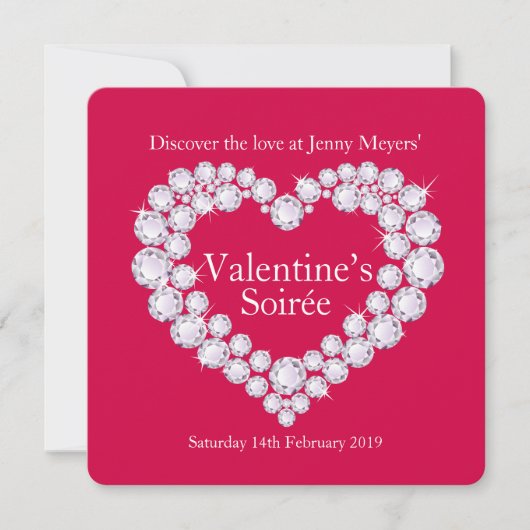 Valentijn Soirée Diamonds Hartfeest Uitnodiging (Voorkant)