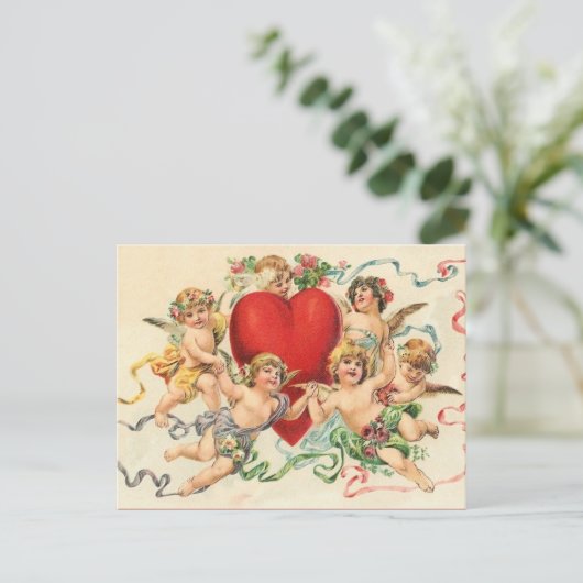 Valentijn Speelse Cherubs Briefkaart (Staand voorkant)