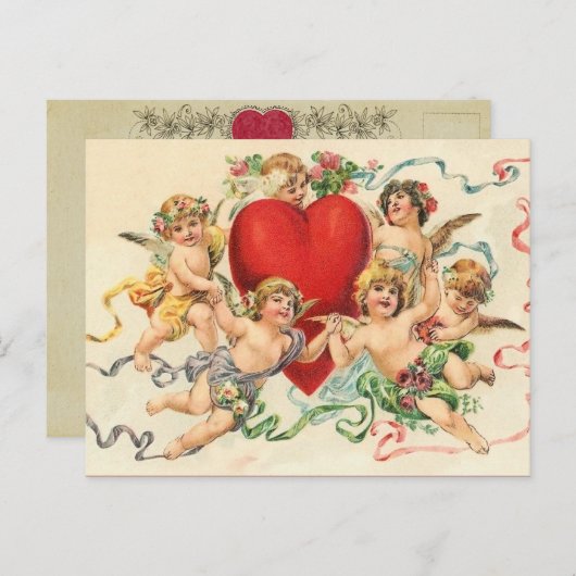  Valentijn Speelse Cherubs Briefkaart (Voorkant / Achterkant)