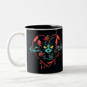 Valentijn Spooky Cats en Blood Tweekleurige Koffiemok