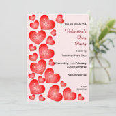 Valentijn Starburst Red Hearts Kaart (Staand voorkant)