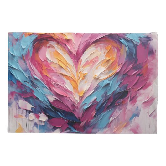 Valentijn Stralend Liefde Hart Splash Kussensloop (Achterkant)