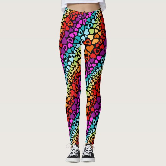 Valentijn Streaming regenboogliefdesharten Leggings (Voorkant)