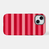 Valentijn strepen van rood en roze iPhone 15 case (Achterkant horizontaal)