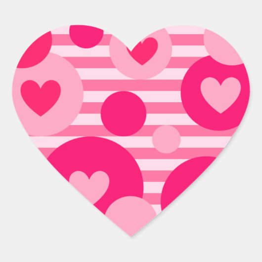 Valentijn Stripe Stippen Harten Hart Sticker (Voorkant)