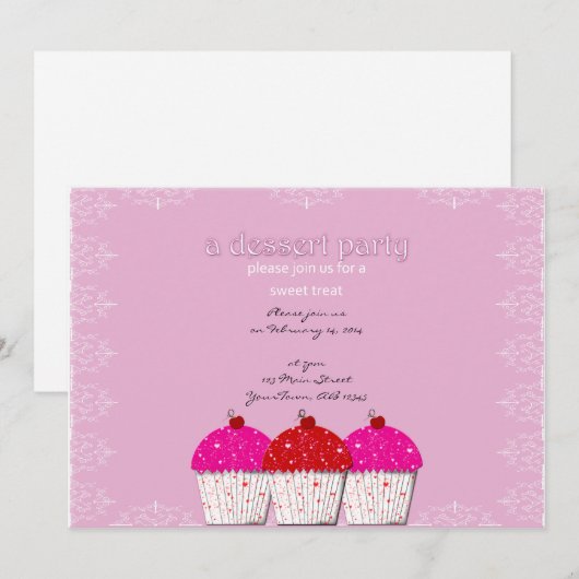 Valentijn Sweet Cupcake Uitnodiging (Voorkant / Achterkant)