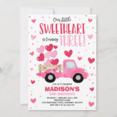 Valentijn Sweetheart 3e Verjaardag Roze Rode Vrach Kaart (Voorkant)