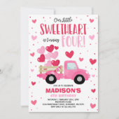 Valentijn Sweetheart 4e Verjaardag Roze Rood Truck Kaart (Voorkant)