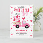 Valentijn Sweetheart 5e Verjaardag Roze Rode Vrach Kaart (Staand voorkant)