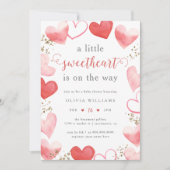 Valentijn Sweetheart Hearts Meisje Baby shower Kaart (Voorkant)