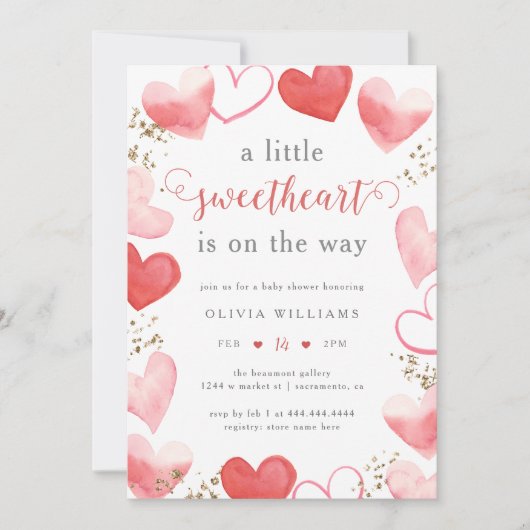 Valentijn Sweetheart Hearts Meisje Baby shower Kaart (Voorkant)
