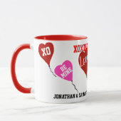 Valentijn Sweetheart Namen Red Pink Hearts Mok (Links)