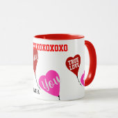 Valentijn Sweetheart Namen Red Pink Hearts Mok (Voorkant rechts)